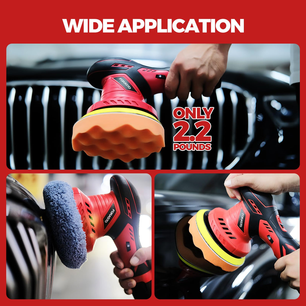 FORASTO 40Pack Cordless Buffer Polisher,DA Buffer Polisher Waxer for Car Detailing, Car Buffers And Polishers kit,Car Accessories,6 Variable Speed, FORASTO