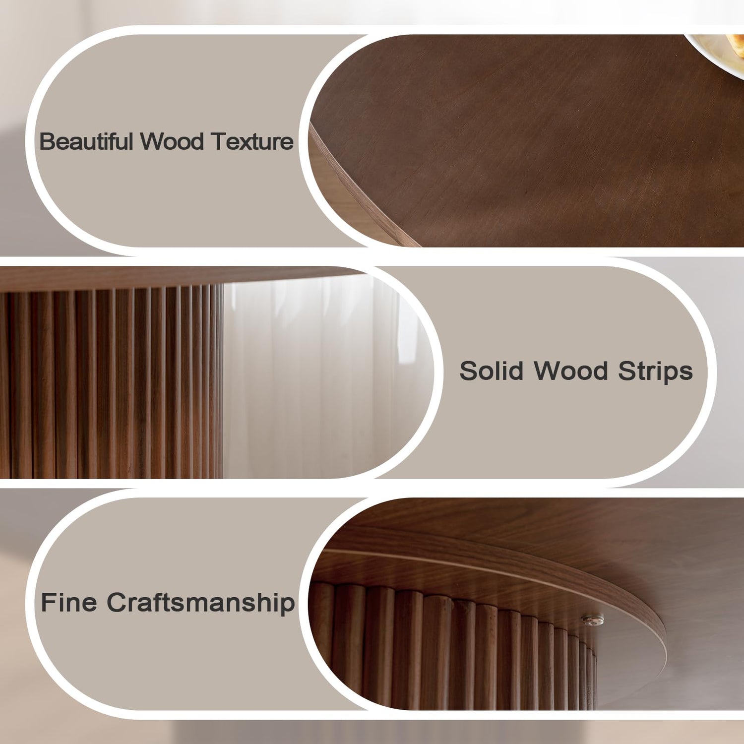 SIMTONAL Modern Dining Table Pedestal Dining Room Table Walnut for Kitchen, 47''L x 47''W x 29.9''H SIMTONAL