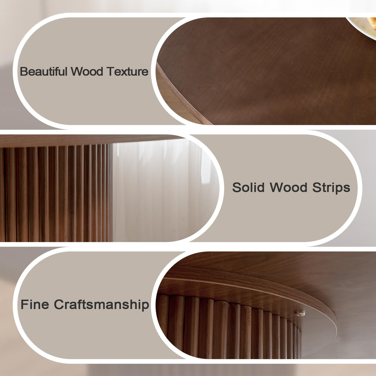 SIMTONAL Modern Dining Table Pedestal Dining Room Table Walnut for Kitchen, 47''L x 47''W x 29.9''H SIMTONAL