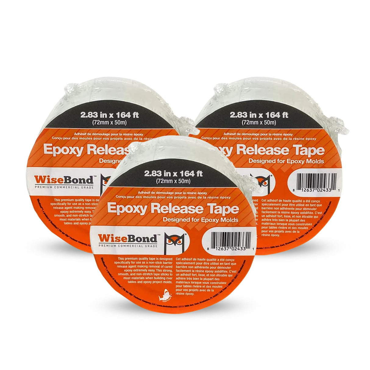 WiseBond 3-Pack Extra Wide Self-Releasing Epoxy Tape for Resin - Ultimate Choice for a Time-Saving Solution for Molds, River Tables, Heat Resistant, WiseBond