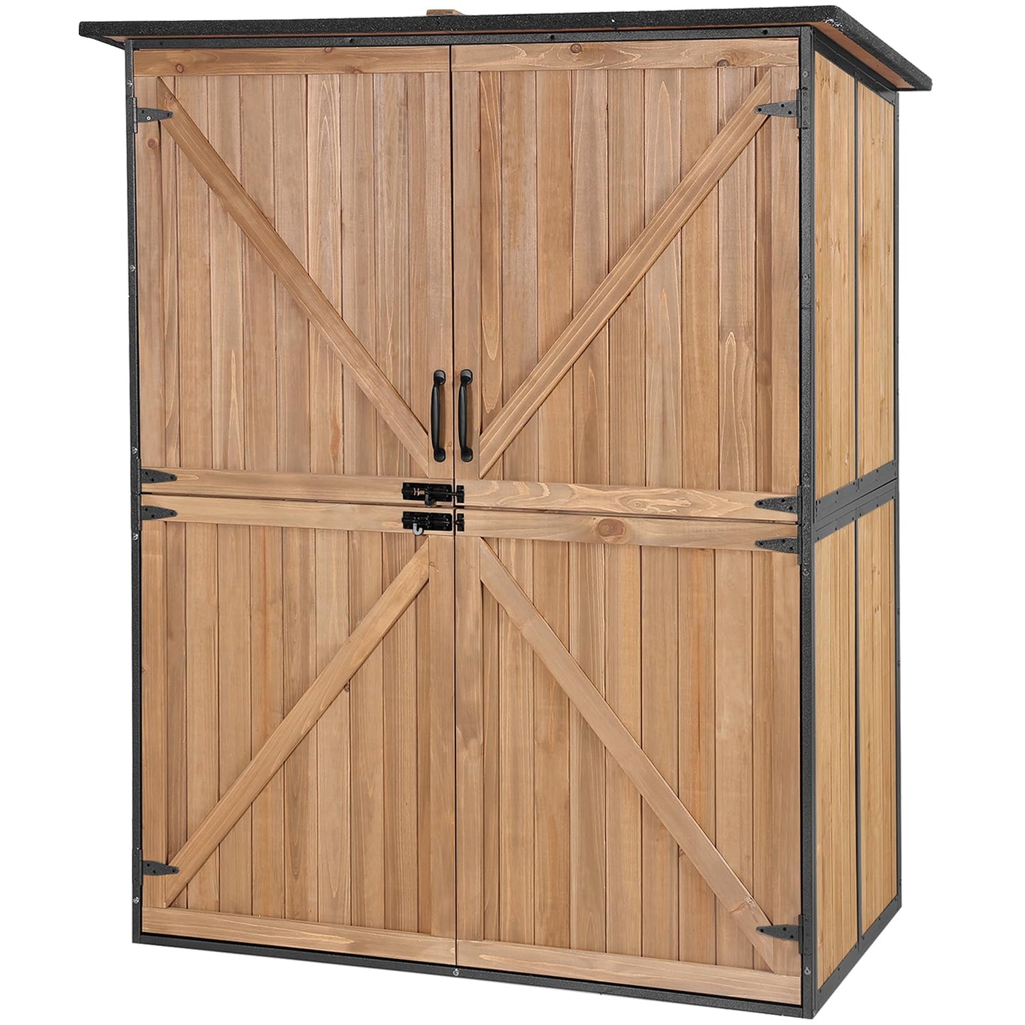 Aivituvin Outdoor Storage Shed Upgraded with Strong Metal Frame Garden Tool Shed Storage House Cabinet with Adjustable Shelfs and Wooden Floor 4.6 x - WoodArtSupply