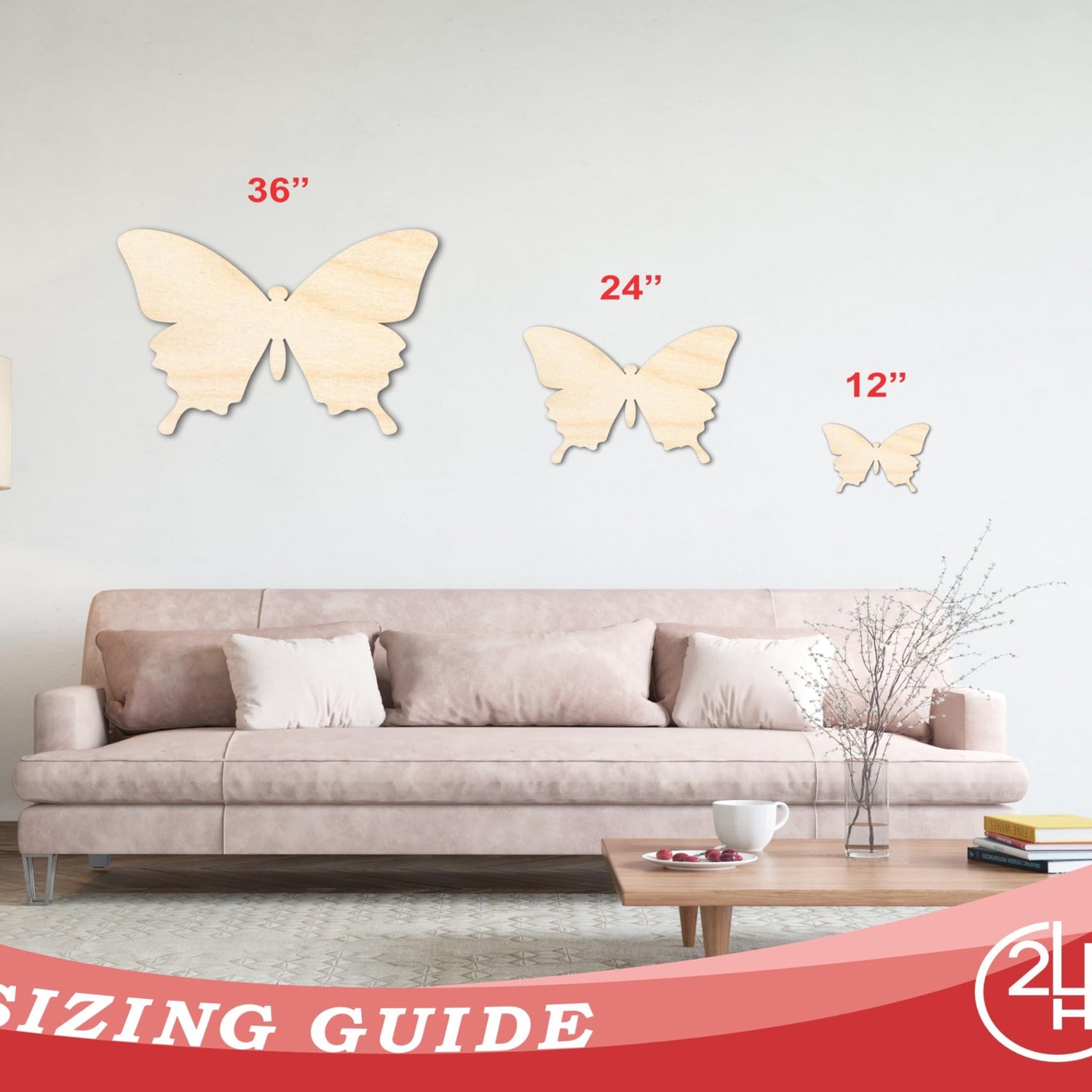 Unfinished Wood Butterfly | Insect | Animal | Wildlife | Craft Cutout | up to 24" DIY 7" / 1/4" 24 Hour Crafts
