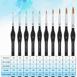 Kolinsky Sable Watercolor Brushes, 10pcs Sable Detail Paint Brush Set Will Keep a Fine Tip Point and Spring for Watercolor Acrylic Gouache, Fuumuui
