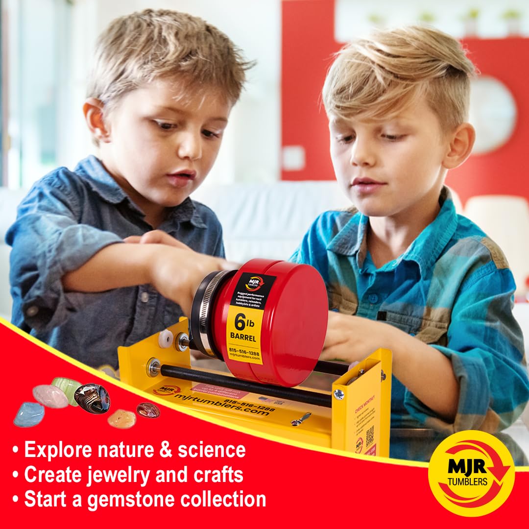 MJR Tumblers Single Barrel Rock Tumbler - Rock Polisher Machine, Tumbling Equipment for Stone, Glass, and Metal Collection, Polishing Tool for Adults MJR Tumblers