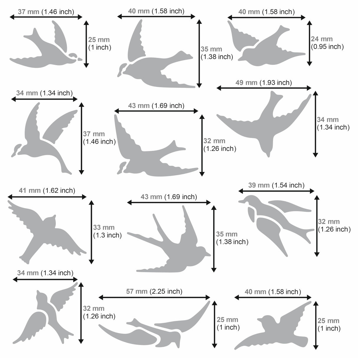 Aleks Melnyk No.468 Metal Stencil, Many Swallows Fly in The Sky, Birds, Animals, Small Stencil, 1 PC, Template for Wood Burning, Engraving, Crafting, Aleks Melnyk