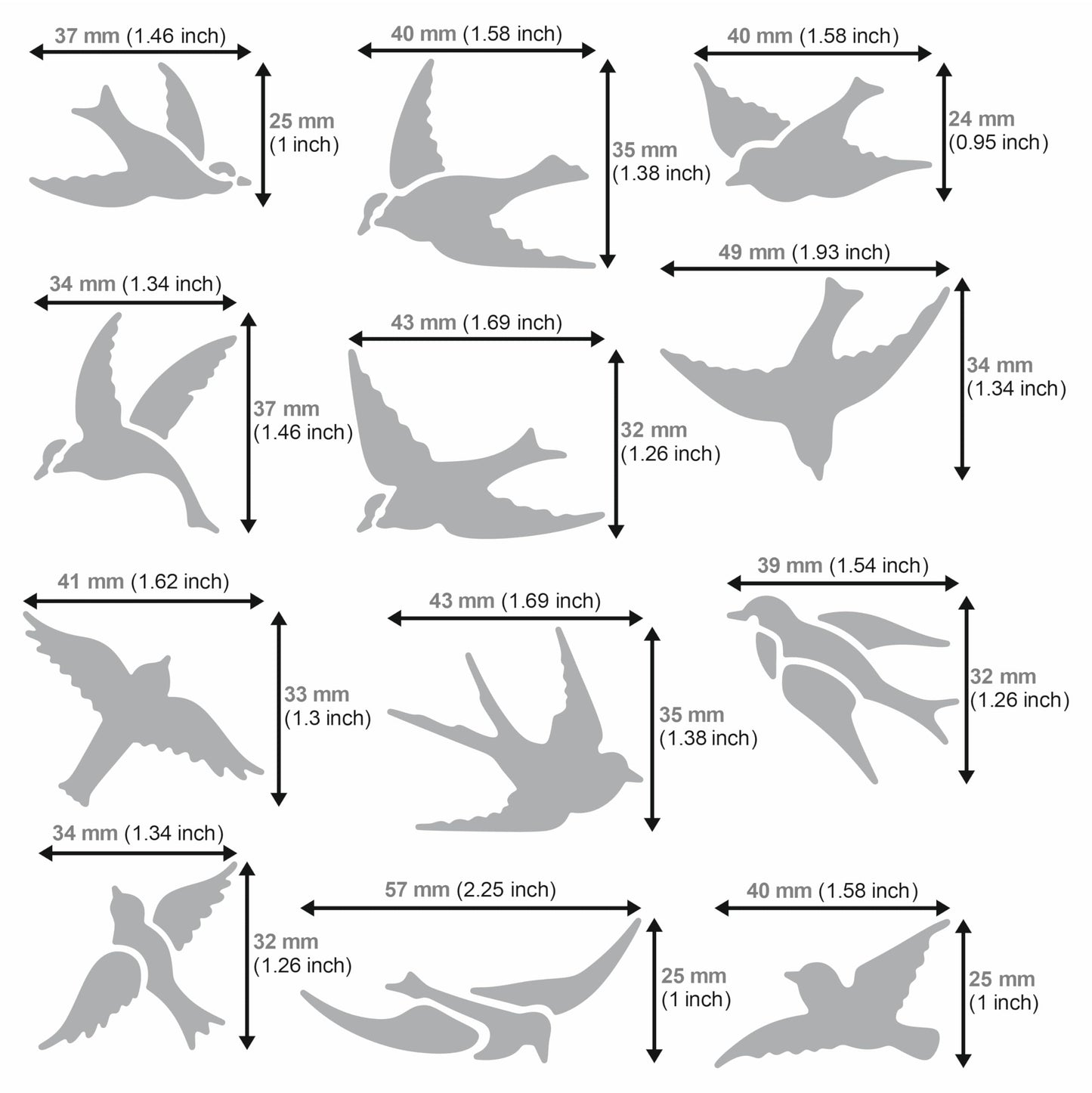 Aleks Melnyk No.468 Metal Stencil, Many Swallows Fly in The Sky, Birds, Animals, Small Stencil, 1 PC, Template for Wood Burning, Engraving, Crafting, - WoodArtSupply