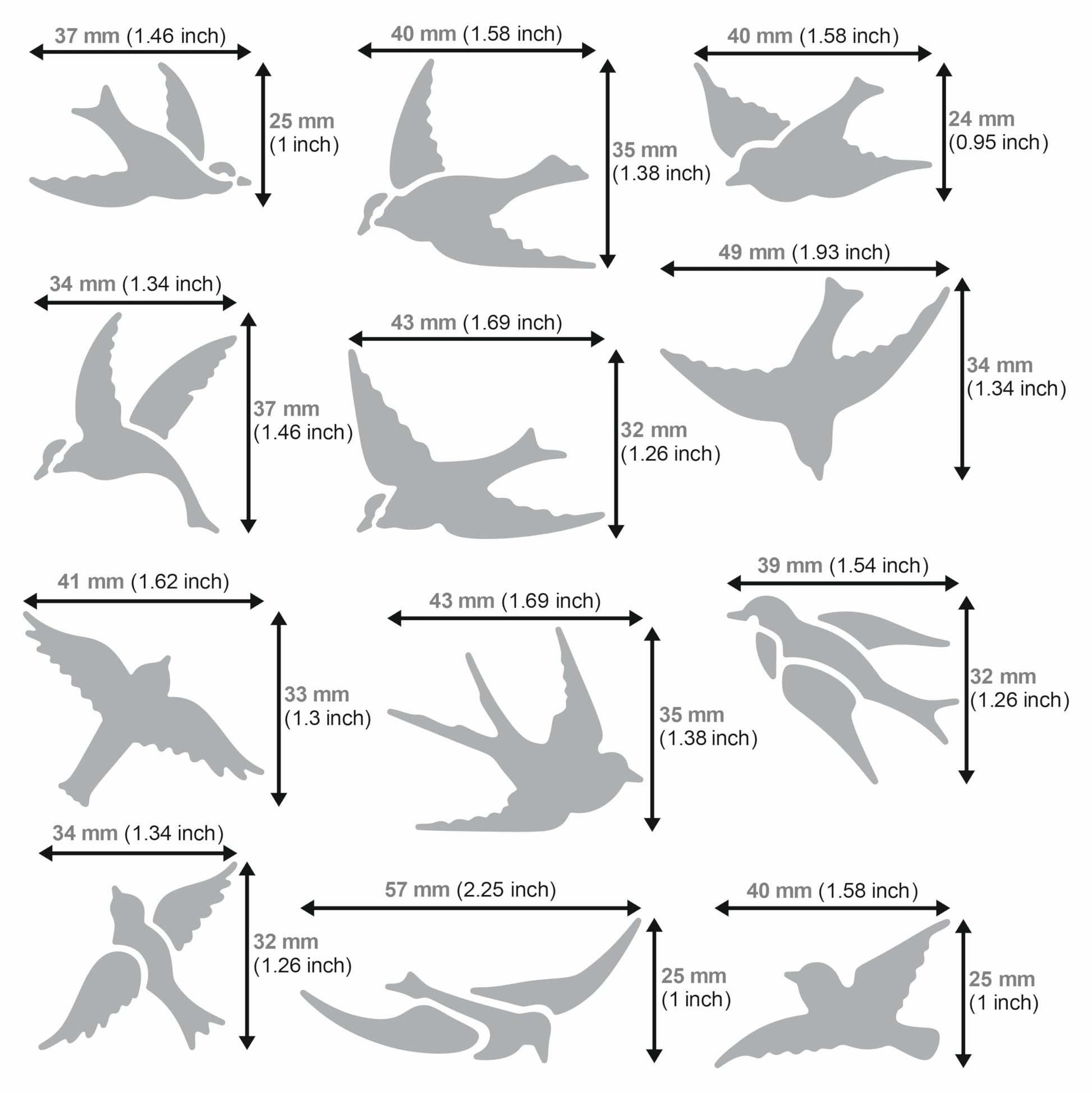 Aleks Melnyk No.468 Metal Stencil, Many Swallows Fly in The Sky, Birds, Animals, Small Stencil, 1 PC, Template for Wood Burning, Engraving, Crafting, - WoodArtSupply