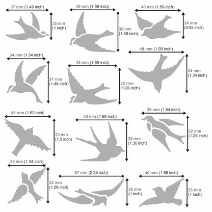 Aleks Melnyk No.468 Metal Stencil, Many Swallows Fly in The Sky, Birds, Animals, Small Stencil, 1 PC, Template for Wood Burning, Engraving, Crafting, - WoodArtSupply