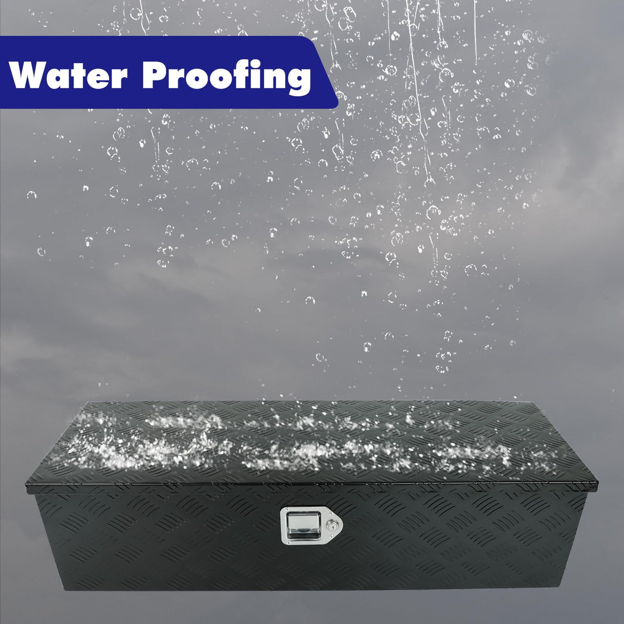 bchsadvb 39"x13"x10" Inch Black Aluminum Pickup Truck Trunk Bed Tool Box Car Outdoor Under Trailer Tongue Box Storage with lock bchsadvb