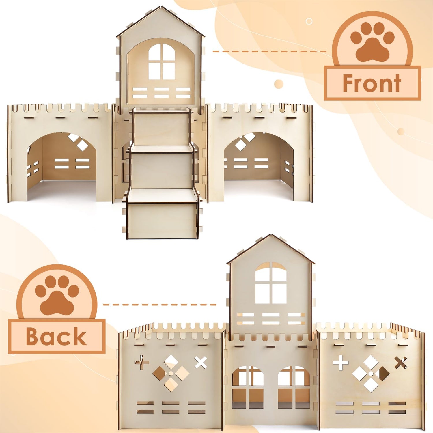 Bissap Wooden Rabbit Hideout Castle, Extra Large Bunny Houses and Hideouts Indoor Outdoor Rabbit Hidey Habitat for Bunnies Chinchillas Hamsters Bissap