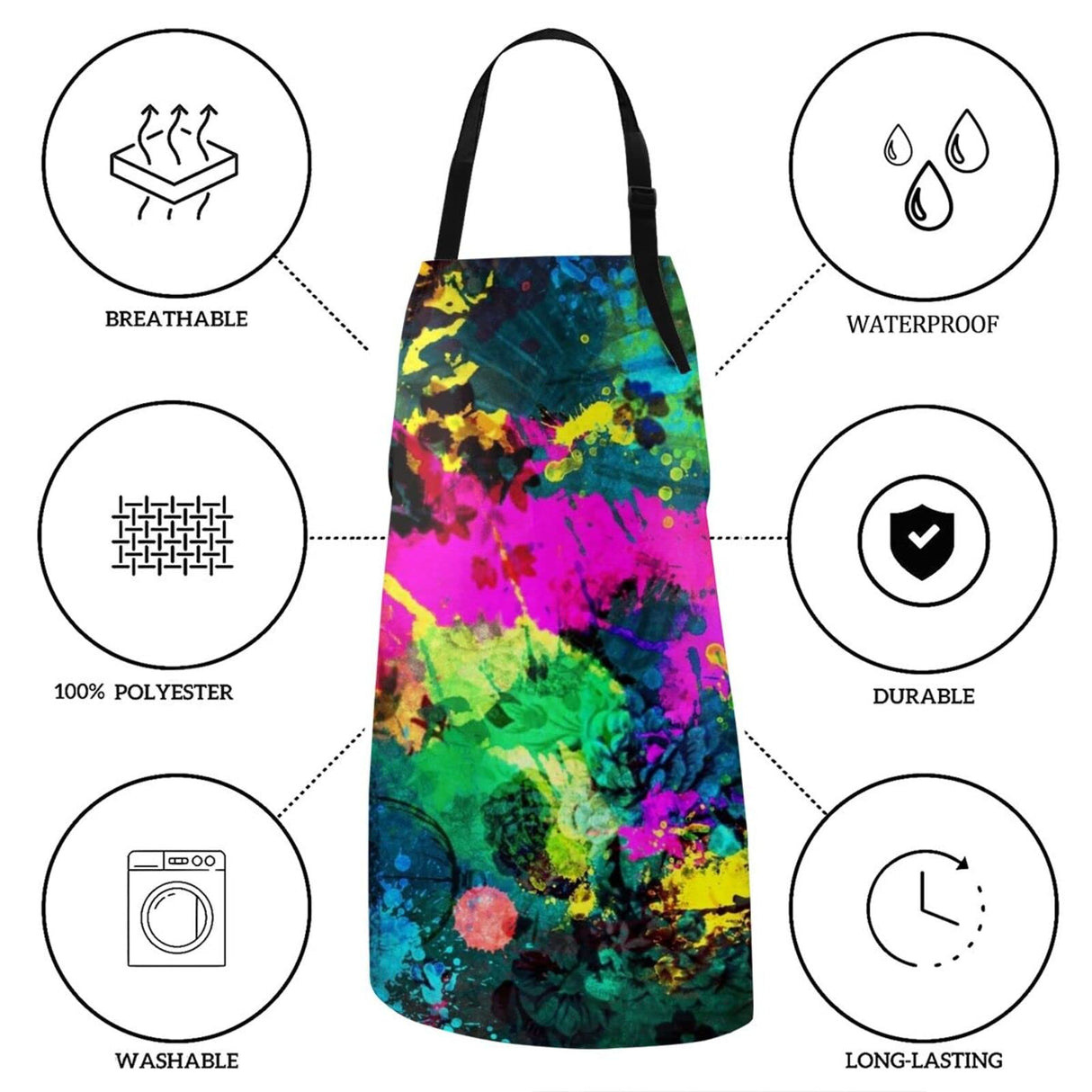 Mount Hour Colorful Paint Splatter Women Apron, for Gift Cooking Paint Mount Hour