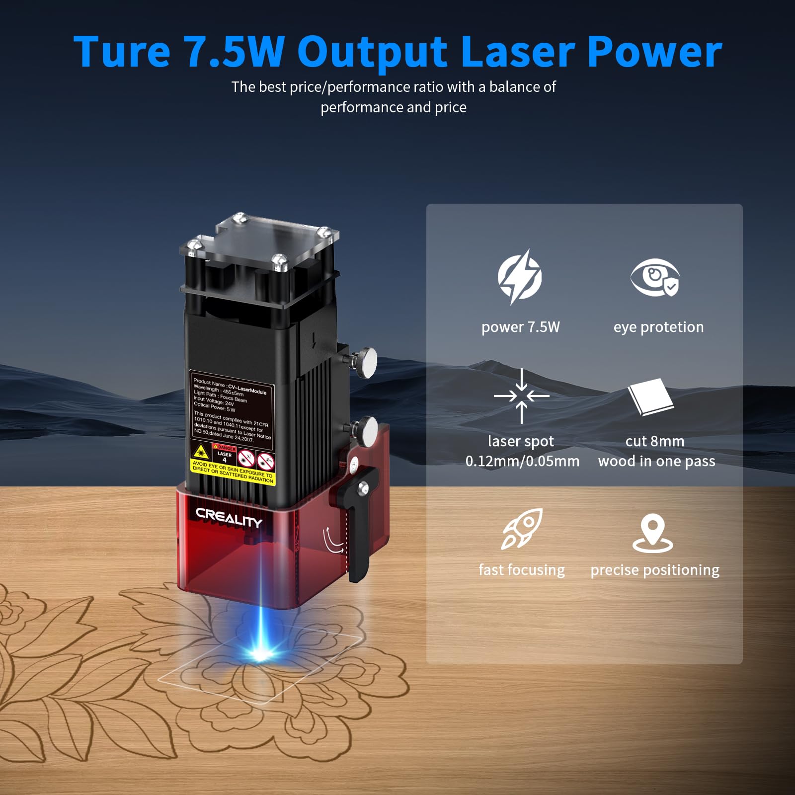 Creality Laser Engraver, 7.5W Laser Cutter Engraving Machine, High Accuracy 10000mm/min Speed DIY Laser Engraving Machine,CNC Machine and Laser - WoodArtSupply