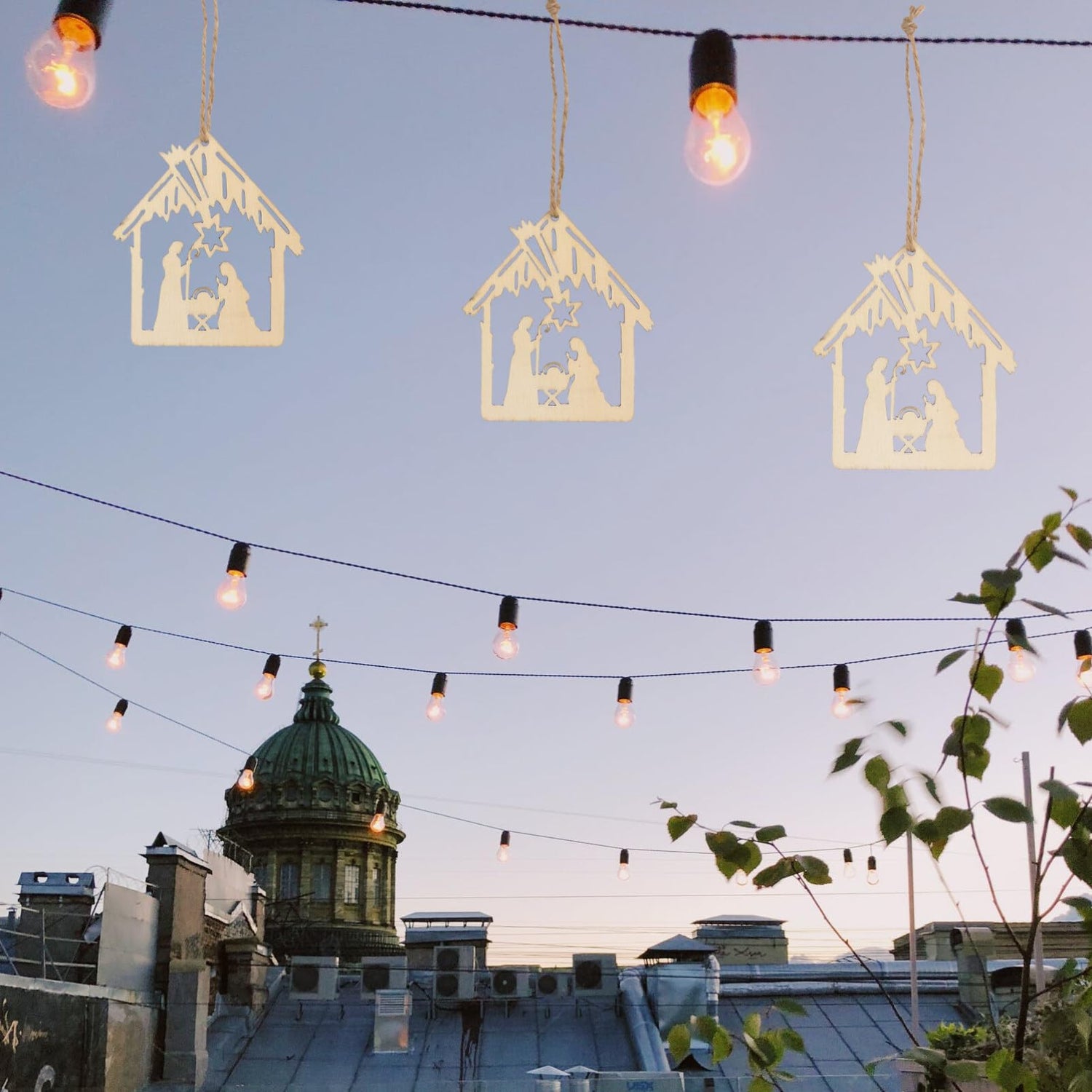 CIMAXIC 20pcs Pendant Home Decoration Blush Decor Wood Crafts Hanging Nativity Wooden Embellishments Christian Religious Wooden Cutouts Wood Ornament CIMAXIC