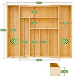 ZROOY Expandable Bamboo Kitchen Silverware Organizer Drawer for Utensils Holder and Cutlery, 8 Compartments for Drawer Tray with Grooved Drawer ZROOY