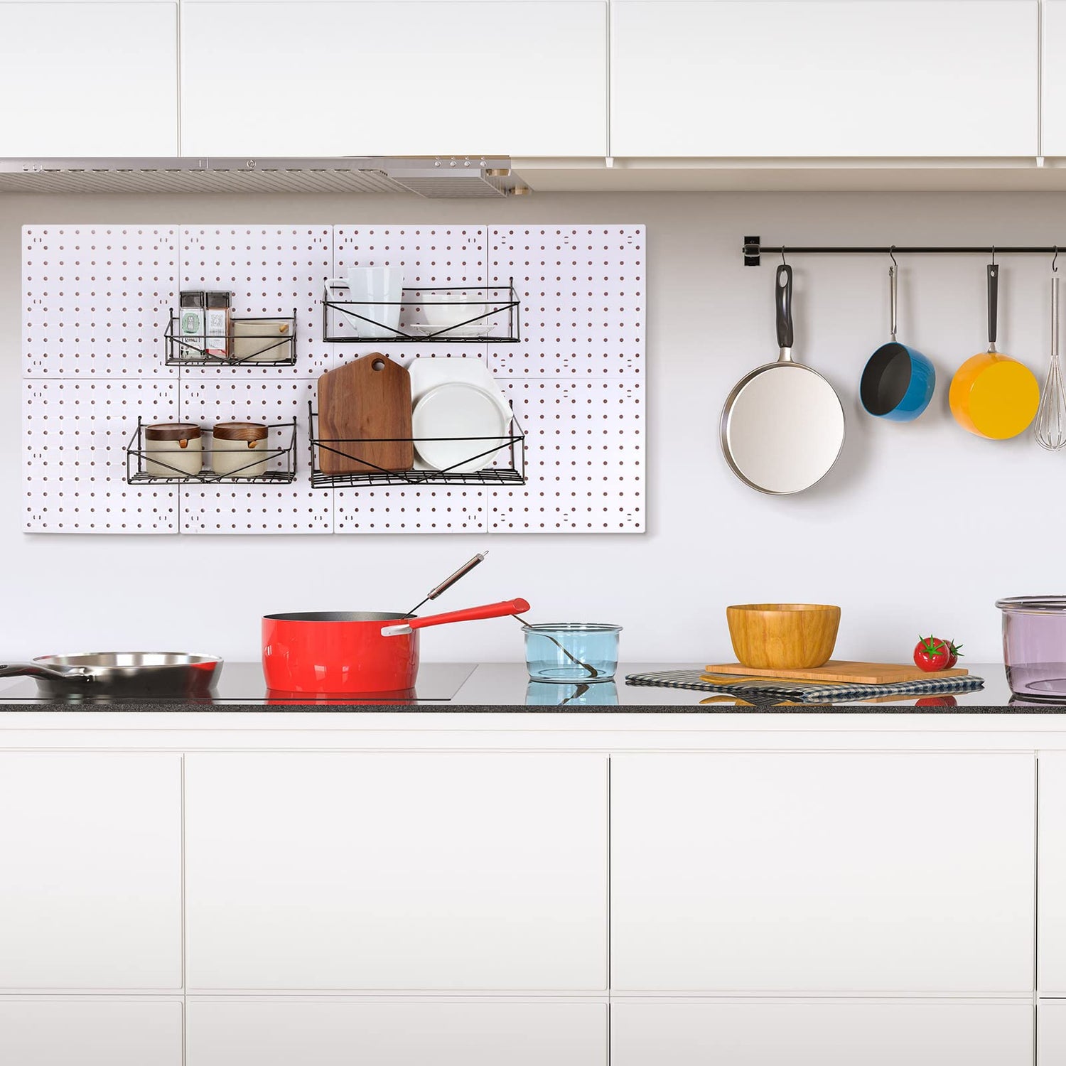 8 Sets Pegboard Wall Mount Display Pegboard Plastic Garage Pegboard Wall Organizer Pegboard Panel Kit Installation Accessories for Kitchen Living Nuanchu