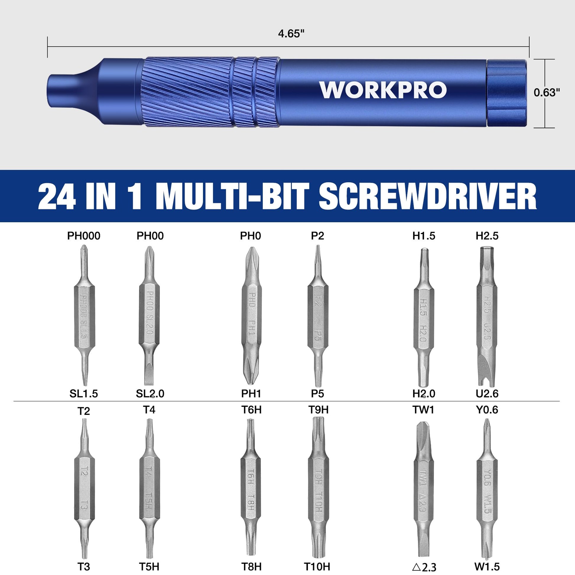 WORKPRO 24-in-1 Precision Screwdriver, Pen Style Multi-Bit Screwdriver, Glasses Screwdriver with S2 Steel Small Screwdriver Bits, Ideal for Eyeglass, - WoodArtSupply