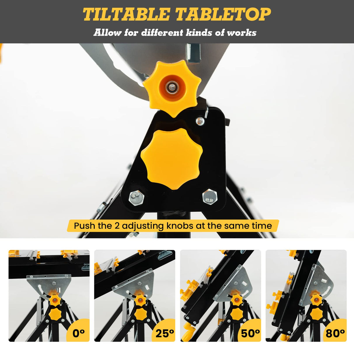 S AFSTAR Folding Work Table, Portable Workstation with Tiltable & Extendable Tabletop, 8 Sliding Non-marring Clamps & 2 Clamping Handles, 7-Level S AFSTAR