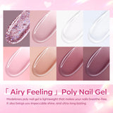 Modelones Poly Nail Gel Kit 8 Rosy Pink Colors with 48W LED Nail Lamp Poly Extension Gel Complete Nail Art Tools Professional Starter Manicure Kit modelones