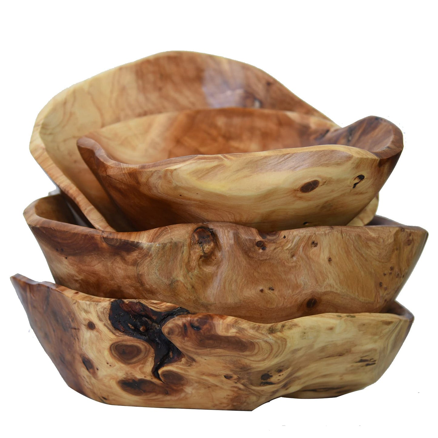 JFFLYIT Creative Wood Bowl Root Carved Bowl Handmade Natural Real Wood Candy Serving Bowl 10"-12" - WoodArtSupply