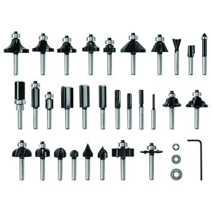 BOSCH RBS030MBS 30-Piece (Universally Compatible Accessory) Carbide-Tipped Wood Router Bit Assorted Set