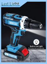 Aseboy 21V Cordless Drill Set, 1.5AH Battery, 18+2 Clutch Electric Drill with Work Light, Hammer Drill with 248 In-lbs Max, 2 Variable Speed,Fast Aseboy