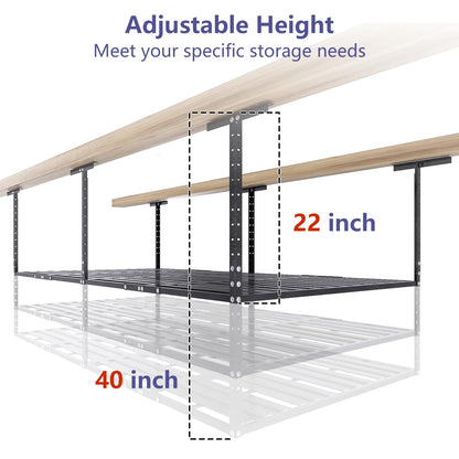 AbyssZen 4x8 Overhead Garage Storage Rack, Adjustable Garage Storage Organization Systerm, Heavy Duty Metal Garage Ceiling Storage Racks, 800lbs