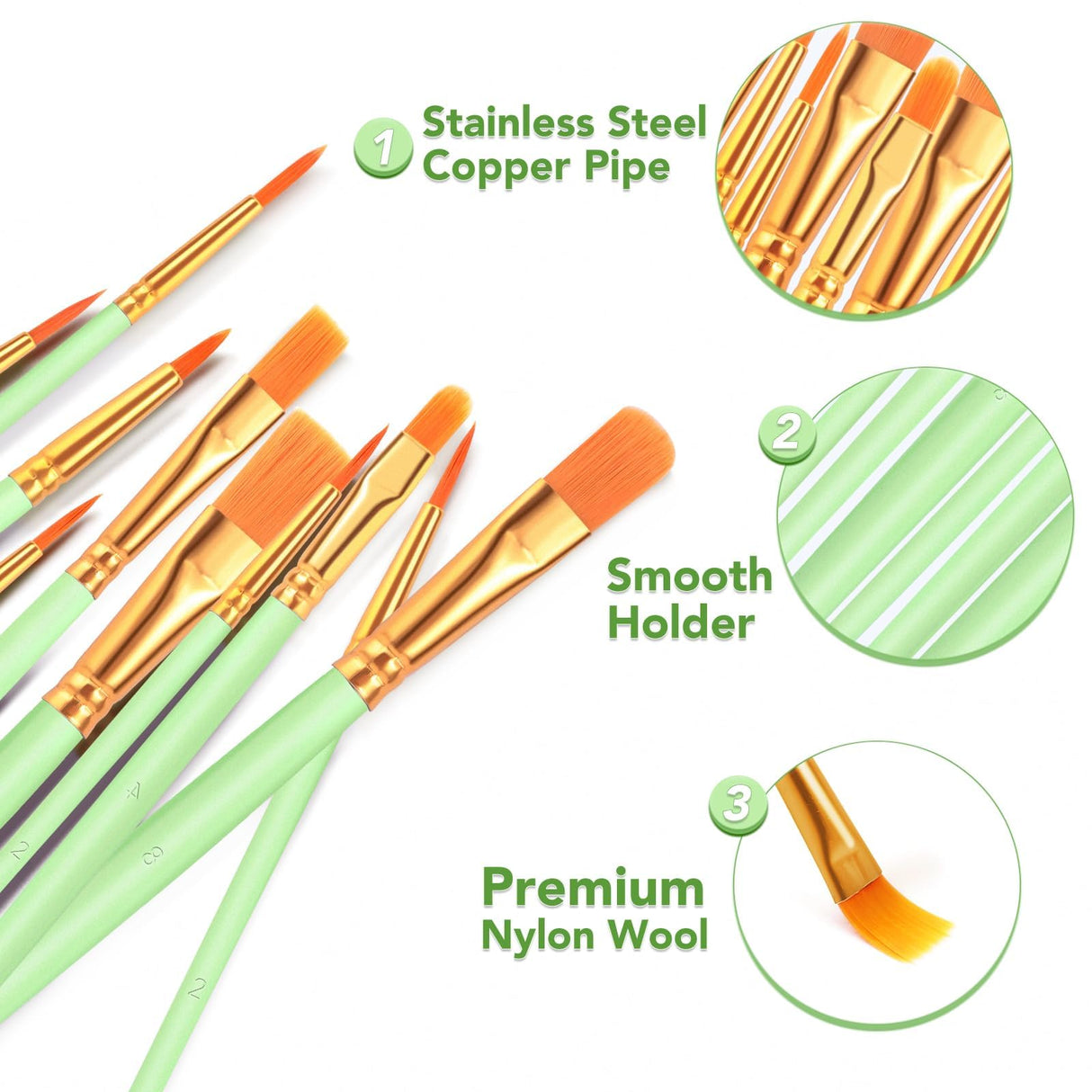 ESRICH Acrylic Paint Brushes Set, 16 Packs/160 Pcs, Nylon Brush Head, Suitable for Acrylic, Oil, Watercolor, Rock Body Face Nail Art, Perfect Suit of ESRICH