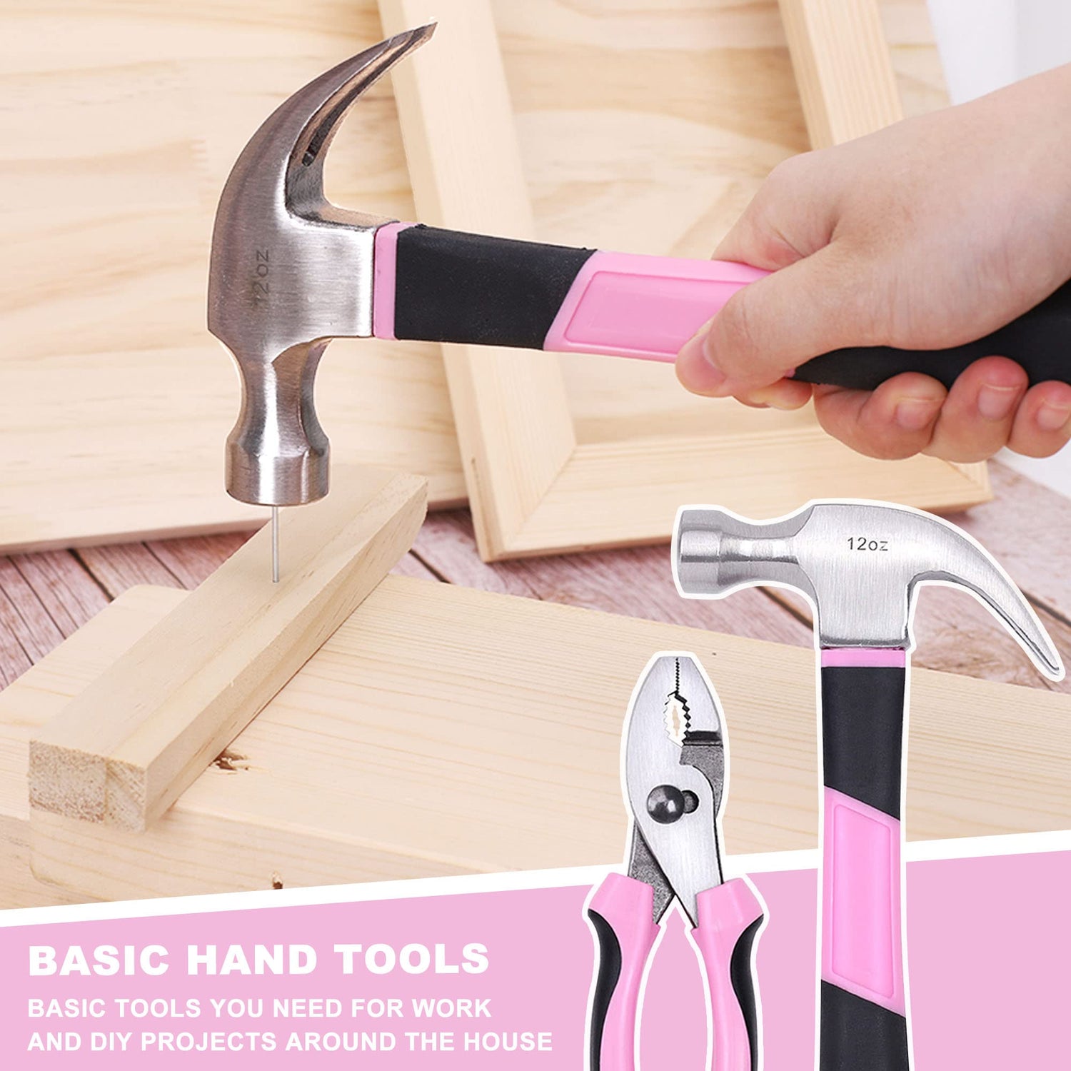 FASTPRO 177-Piece 20V Pink Cordless Lithium-ion Drill Driver and Home Tool Set, Lady's Home Repairing Tool Kit with Drill in Tool Storage Case FASTPRO