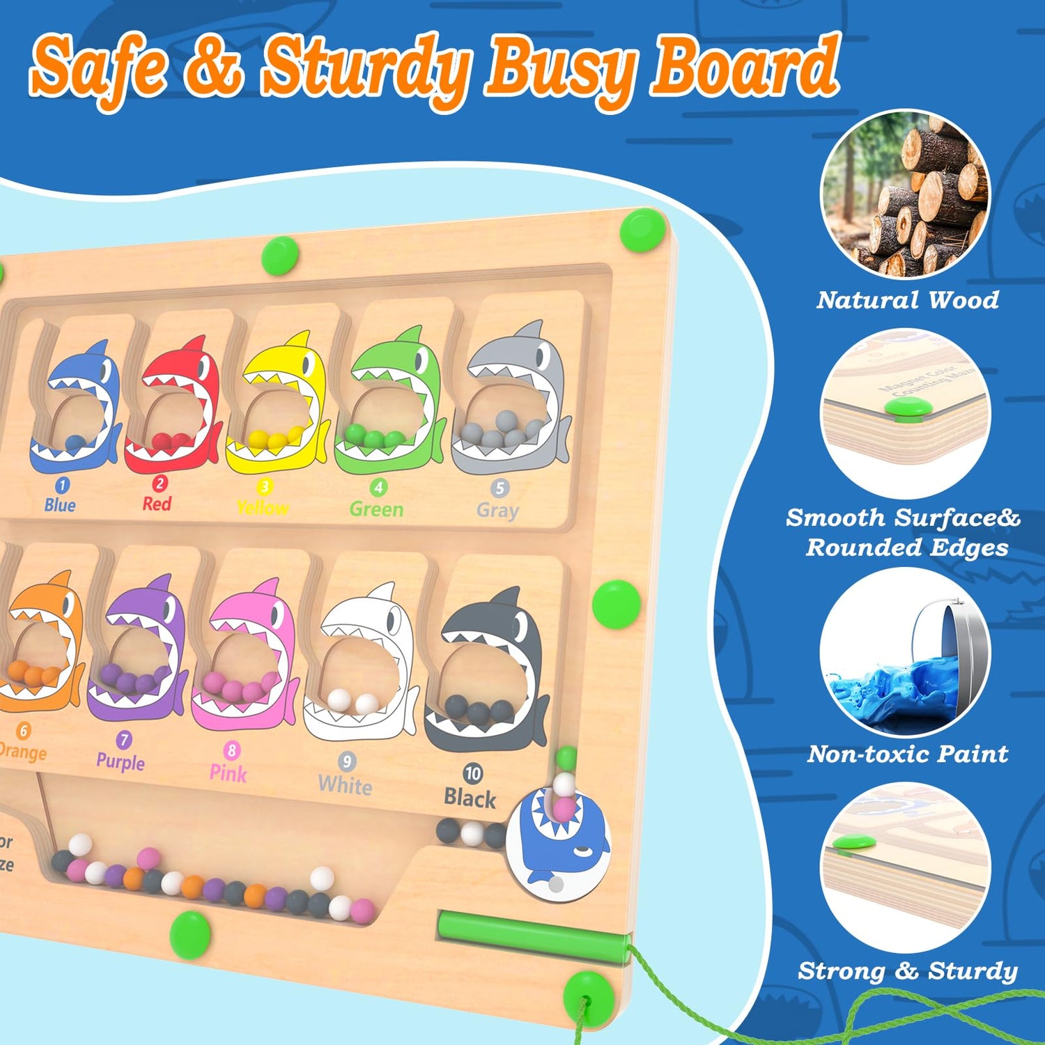 DUKVSG Magnetic Color & Number Maze, Montessori Counting Matching Toys, Wooden Magnet Maze Board Game Fine Motor Skills Toys for 3 4 5 Years Old DUKVSG