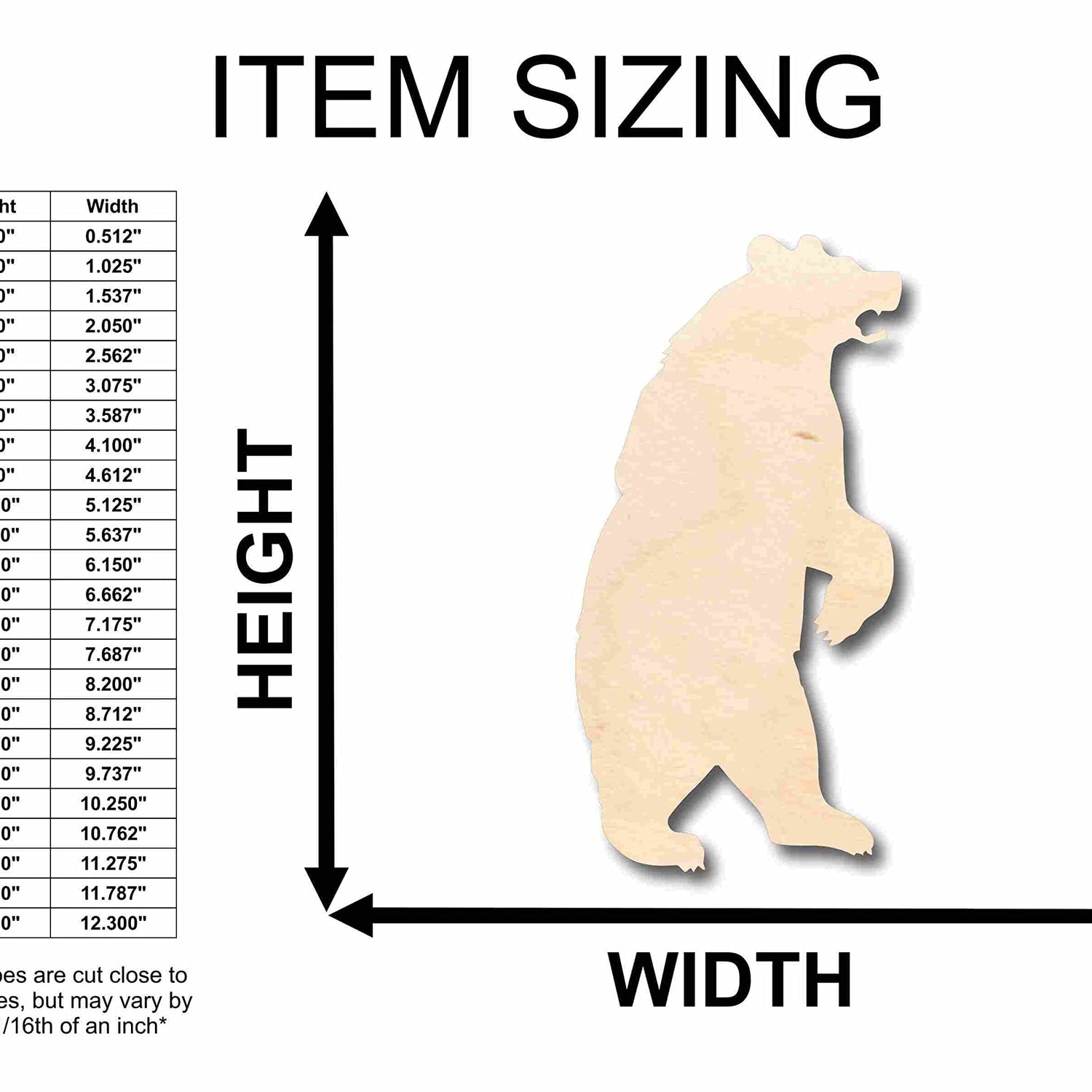 Unfinished Wood Bear Standing Silhouette - Craft- up to 24" DIY 5" / 1/4" 24 Hour Crafts