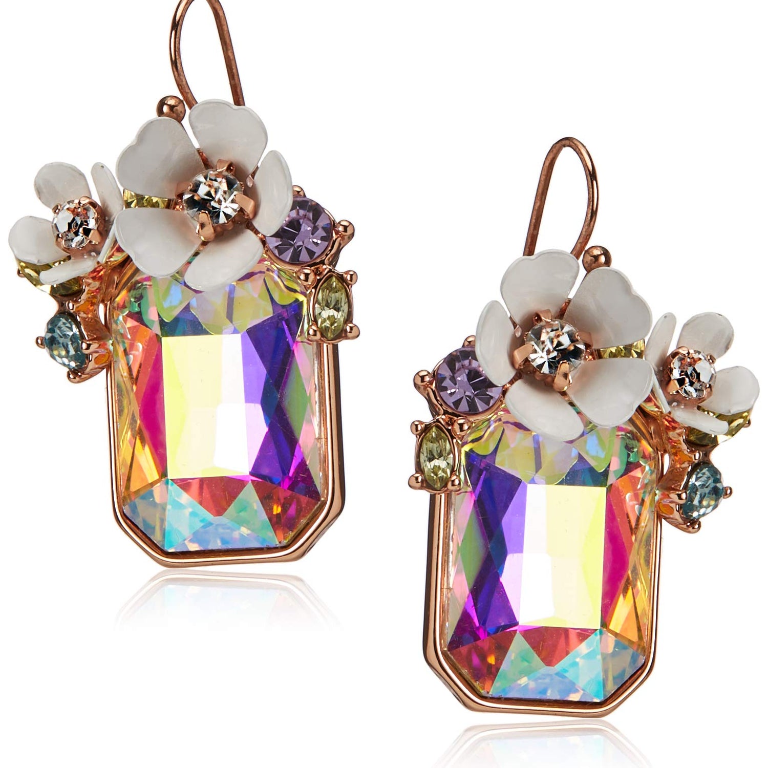 Betsey Johnson Flower Cluster Stone Drop Earrings Betsey Johnson