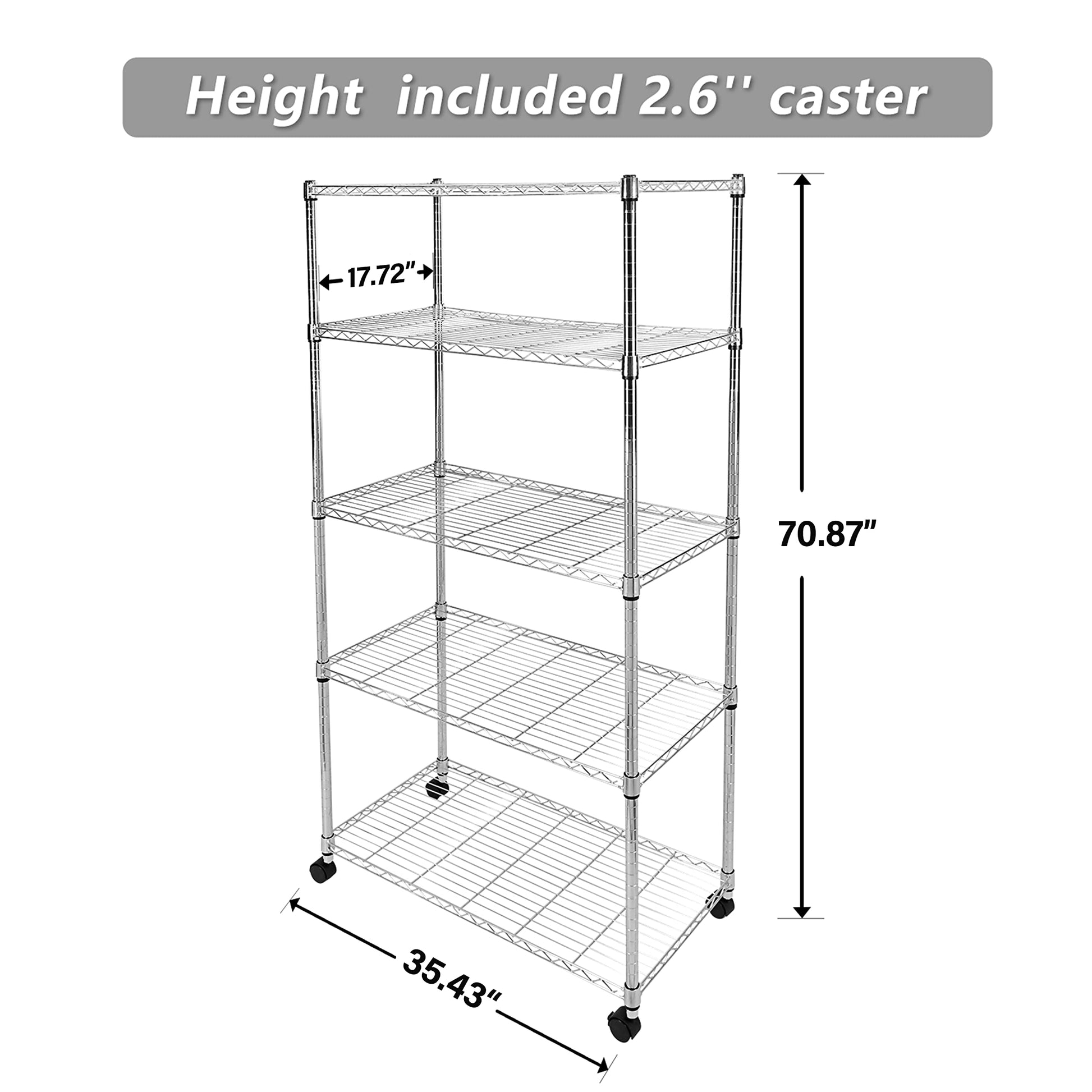 YSSOA 5-Tier Heavy Duty Storage Shelving Unit ,Chrome,35L x 18W x 70H inch - WoodArtSupply