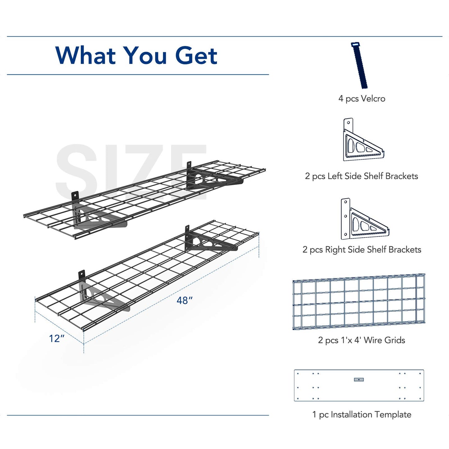 FLEXIMOUNTS 2-Pack 1x4ft 12-inch-by-48-inch 2 tier Wall Shelf Garage Storage Rack Wall Mounted Floating Shelves, Black - WoodArtSupply