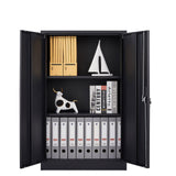 Neylory Metal Storage Cabinet with Locking Doors, Lockable Steel Storage Cabinet with 2 Doors and Shelves, Black Metal Cabinet with Lock, Small Steel Neylory