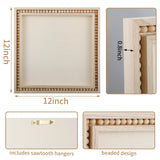 Wenqik 4 Pack Wood Beaded Blank Plaques Rustic Boho Style Blank Wood Panels for Painting DIY Signs Framing Shadow Box Tray Crafts (12 x 12 Inch) Wenqik
