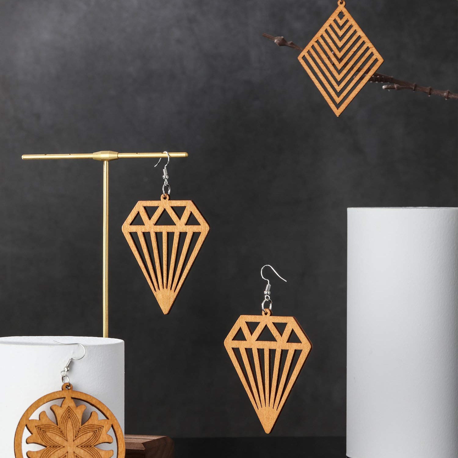 12 Pairs African Wooden Drop Earrings Bohemian Pendant Dangle Earrings Lightweight Ethnic Style Wood Earrings for Women (Chic Styles) Hicarer