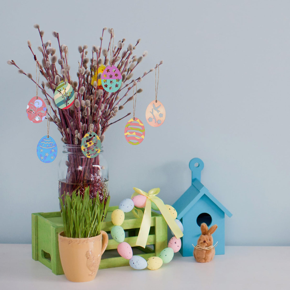 Yookat 40 Pieces Easter Egg Wooden Cutout Unfinished Wood Egg Blank Wooden Eggs Cutouts Easter Wood Cutouts Wooden Eggs for Crafts (40) Yookat