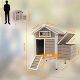Gowoodhut Chicken Coop Rabbit Hutch with Removable Trays,Raised Floor Hen House with Nesting Box，Wooden Outdoor Poultry Cage Pet House with Ramp Run Gowoodhut