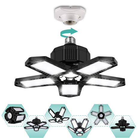 AYSEMO 100W 10000LM Super Bright 5-Panel LED Light Bulb, 6000K Daylight, E26/E27 Base, High Bay Lighting for Garage, Basement, Barn AYSEMO