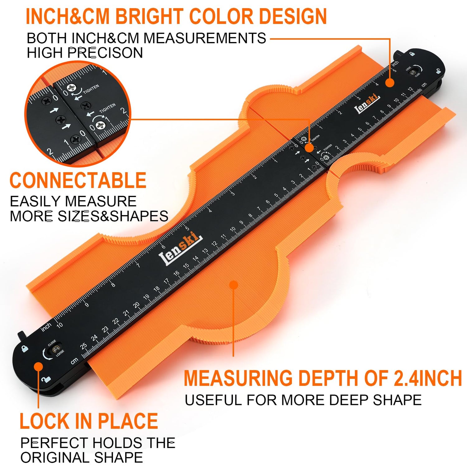 Lenski Stocking Stuffers Gifts for Men, Connectable Contour Gauge Mens Gifts for Christmas, Gifts for Dad Him Husband, Dad Gifts for Men Who Have Lenski