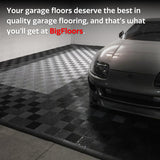 Big Floors RaceDeck Free-Flow Open Rib Self-Draining Design, Durable Copolymer Plastic Interlocking Modular Garage Flooring Tile (48 Pack), Graphite Big Floors
