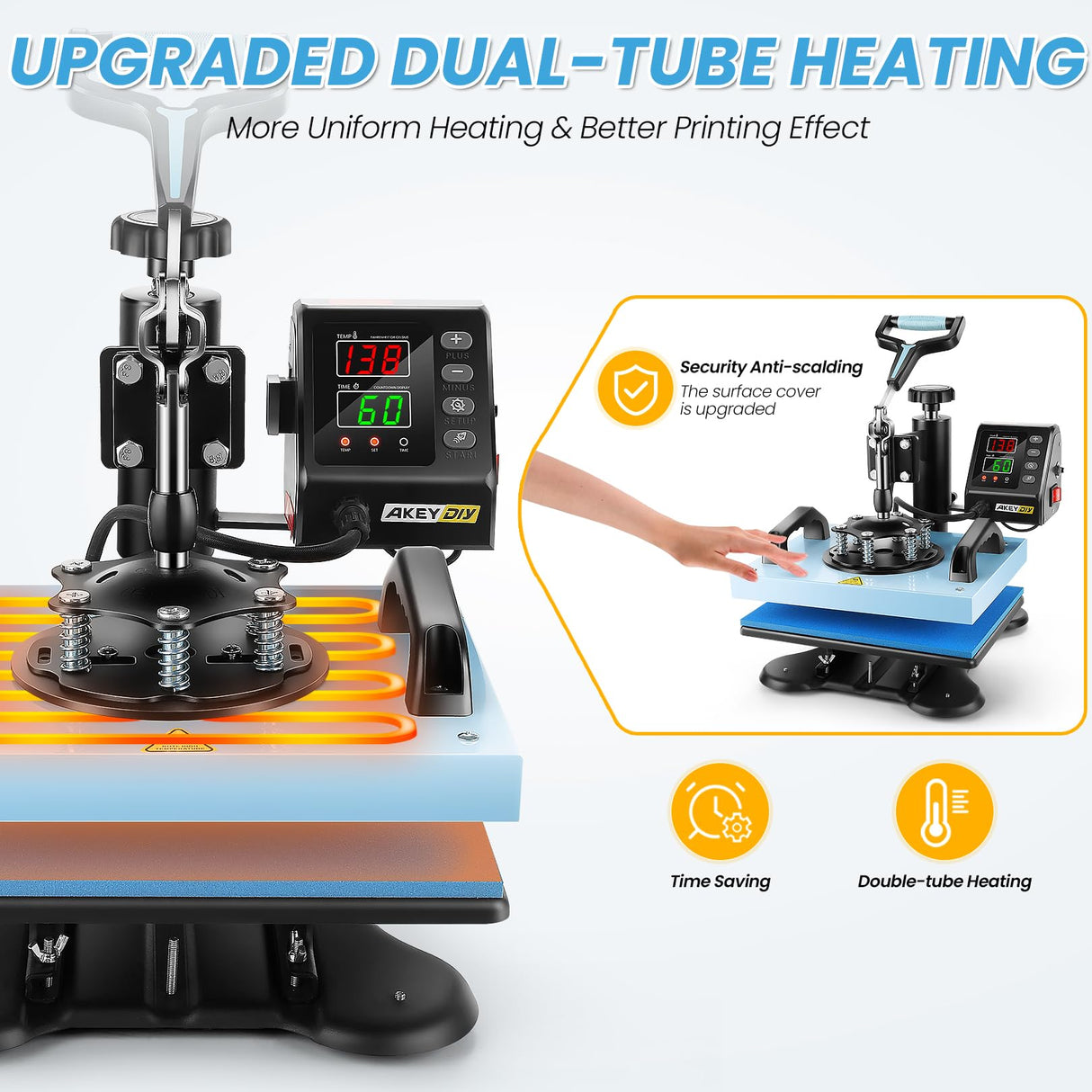 AKEYDIY Upgraded Heat Press Machine for T Shirts 12x10Inch Multifunction Shirt Press Machine 360° Swing Away Sublimation Heat Press Digital Heat AKEYDIY