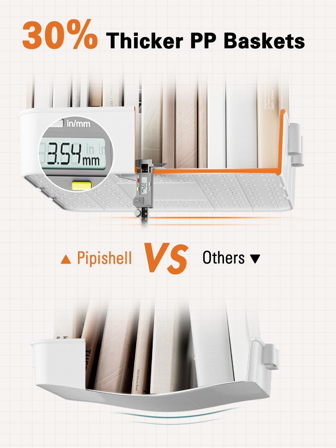 Pipishell 3 Tier Rolling Cart with Table Top, Utility Cart with Wheels & 4 Hooks, Rolling Storage Cart for Home Storage and Organization, White, Pipishell