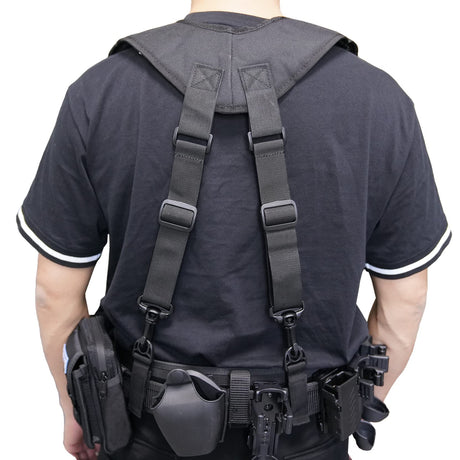 MELOTOUGH Tactical Duty Belt Harness Padded Adjustable Tool Belt Suspenders with Key Chin and Patch, Black(Large) MELOTOUGH