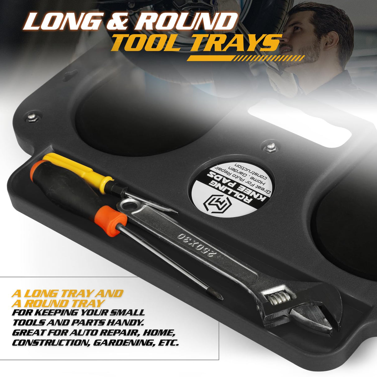 Magshion Knee Creeper on Wheels, Rolling Knee Pads with 5 Swivel Castors for Garage Workshop, Auto Repairing and Garden, 10x20 Inch Knee Roller with Magshion