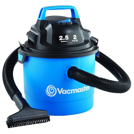 Vacmaster Portable Wall Mountable Wet/Dry Vac, 2.5 Gallon, 2 HP 1-1/4" Hose (VOM205P), Blue Vacmaster