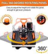 15"x12" Heat Press Machine for T Shirts Fast Heat-up, Pro 8 in 1 Heat Transfer Machine Tshirt Printing Machine for Tshirts Mug Cap Plate,Digital Wesoky