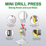 Mini Bench Drill Press, LAKIX Small Benchtop Drill Press High Precison, Low Noise, Compact Size Desktop Drilling Machine, 7-Speed B10 Chuck for LAKIX