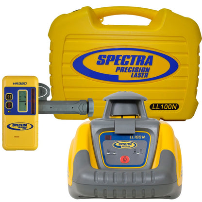 Spectra Precision LL100N Laser Level, Self-Leveling laser with HR320 Receiver, C59 Rod Clamp, Alkaline Batteries, Carry Case , Yellow - WoodArtSupply