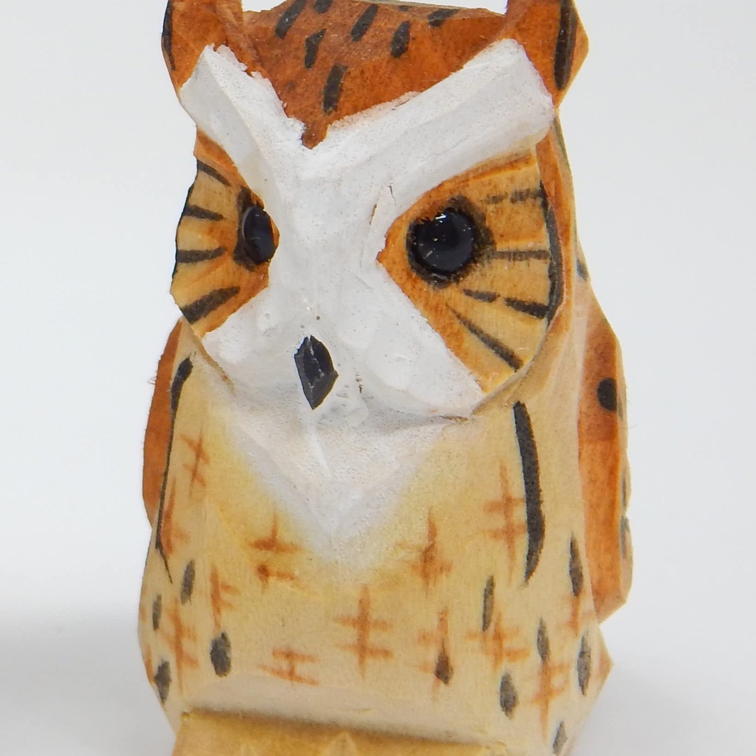 Selsela Great Horned Owl Hanging Ornament Wood Figure Handmade Carved Decoration Selsela